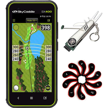 SkyCaddie Handheld Golf GPS w/ 4" Touch Display Black + Multi-Tool & Club Covers