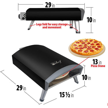 Deco Chef Portable Outdoor Gas Pizza Oven in Black - PRPO30BLK - Open Box