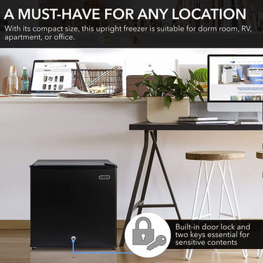 Whynter Mini Upright Freezer with Lock, Black Stainless Steel (CUF-110B)