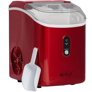 Deco Chef 33LB Nugget Ice Maker, 1-Press Auto Operation, Self-Cleaning, Red Stainless