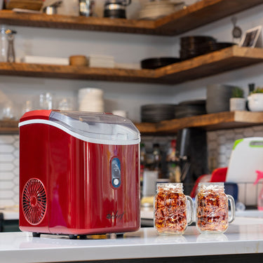 Deco Chef 33LB Nugget Ice Maker, 1-Press Auto Operation, Self-Cleaning, Red Stainless