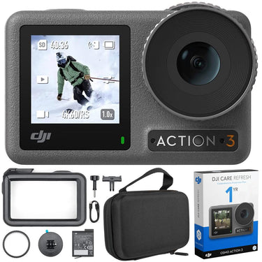 DJI Osmo Action 3 Action Camera, Standard Combo Bundle with 1-YR DJI Care