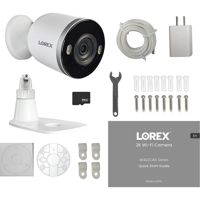 Lorex Smart Indoor/Outdoor 2K Wi-Fi Camera and 32GB microSD Card, Refurbished