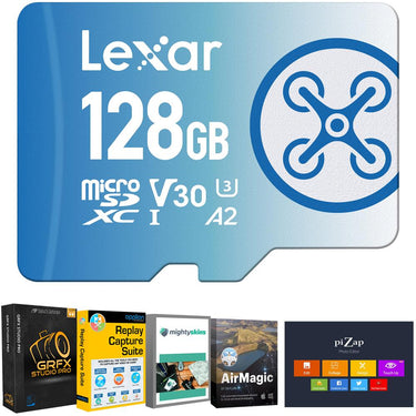 Lexar 128GB FLY microSDXC UHS-I Memory Card w/ Drone Essentials Software Bundle
