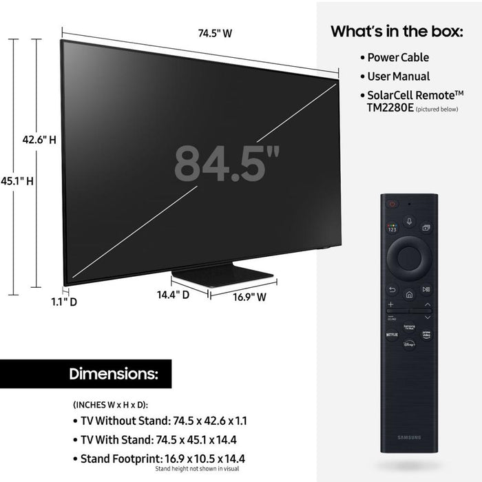 Samsung QN85QN90BA 85 inch Class Neo QLED 4K Smart TV (2022) - Open Box