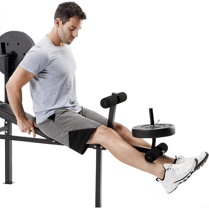 Marcy Adjustable Workout Bench w/ 80 lbs Vinyl-Coated Weight Set Combo - Open Box