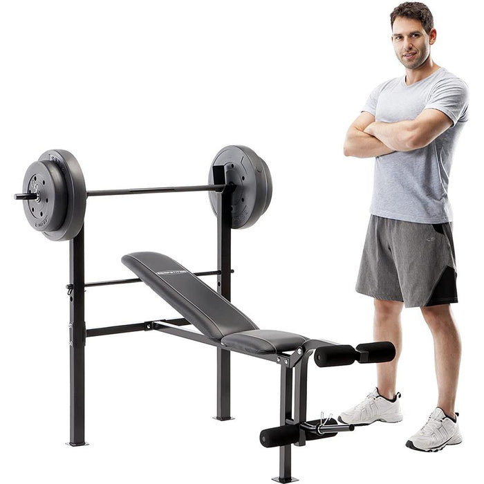 Marcy Adjustable Workout Bench w/ 80 lbs Vinyl-Coated Weight Set Combo - Open Box