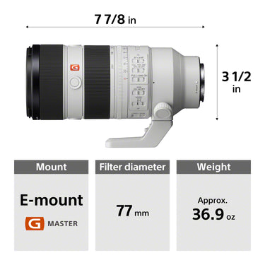 Sony FE 70-200mm F2.8 GM OSS II G Master Zoom E-Mount Lens + 7 Year Protection Plan