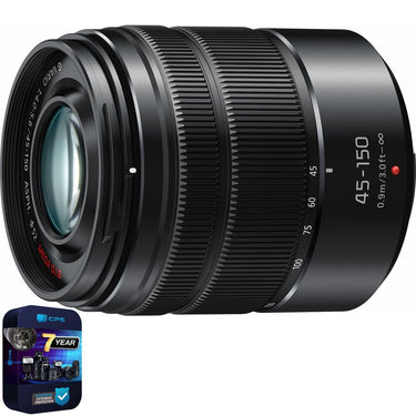 Panasonic LUMIX G VARIO 45-150mm H-FS45150 Black Lens + 7 Year Protection Pack