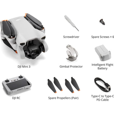 DJI Mini 3 Photography Drone and DJI RC Remote with Screen Bundle Open Box