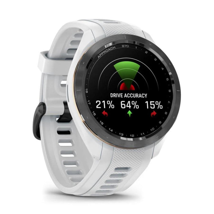 Garmin Approach S70 42 mm Premium GPS Golf Watch, White Band (010-02746-00)