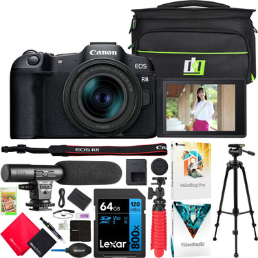 Canon EOS R8 Full Frame Mirrorless Camera + RF 24-50mm IS STM Lens Kit + Pro Bundle