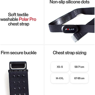 Polar H10 ANT+ Bluetooth Waterproof Heart Rate Monitor Chest Strap, M-XXL Black