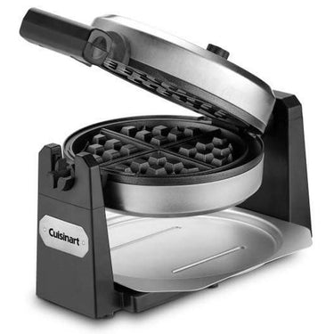 Cuisinart WAF-F10B Belgian Round Waffle-Iron Maker, Single, Black/Stainless, Easy to clean