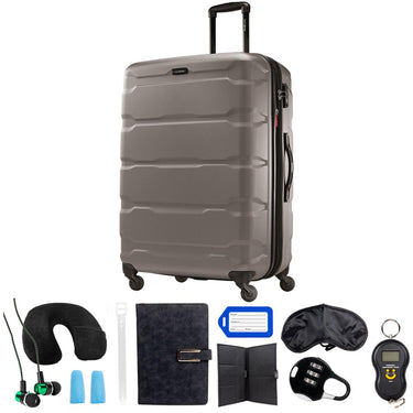 Samsonite Omni Hardside Luggage 28" Spinner, Silver + 10pc Accessory Kit