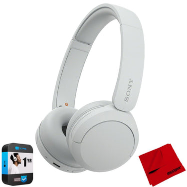 Sony WH-CH520 Wireless Headphones with Microphone, White w/ Warranty Bundle