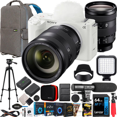 Sony ZV-E1 Full Frame Mirrorless Vlog Camera White +24-105mm F4 G OSS Lens Kit Bundle