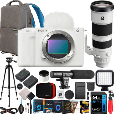 Sony ZV-E1 Full Frame Mirrorless Vlog Camera White + FE 200-600mm G Lens Kit Bundle