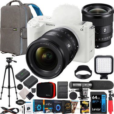 Sony ZV-E1 Full Frame Mirrorless Vlog Camera White + FE 20mm F1.8 G Lens Kit Bundle