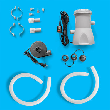 Deco Home 12FTx30IN Inflatable Pool, Filter Pump and Intex Wall Mount Surface Pool Skimmer