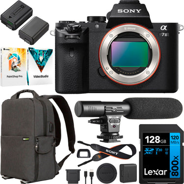 Sony a7 II Mirrorless Full Frame Camera Body ILCE-7M2/B + 2 Battery, Mic &More Bundle