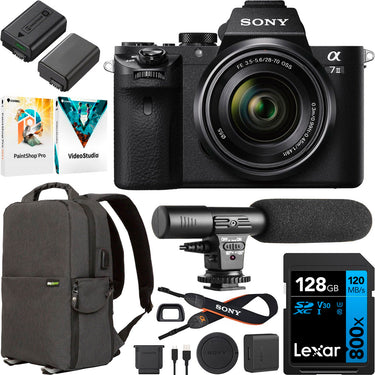 Sony a7 II Mirrorless Camera w/28-70mm Lens ILCE-7M2K/B +2 Battery +Mic & More Bundle