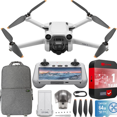 DJI Mini 3 Pro Drone Quadcopter Kit + RC Smart Remote Control & Accessories Bundle
