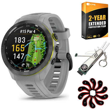 Garmin Approach S70 42 mm Premium GPS Golf Watch, Grey Band with 2 YR Warranty Bundle