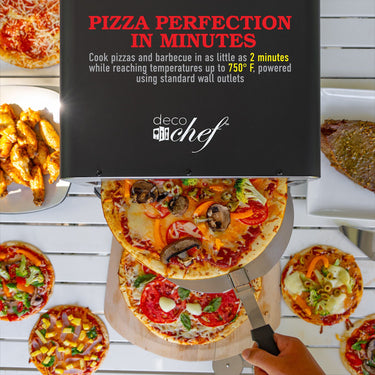 Deco Chef Electric Pizza Oven with 12" 2-in-1 Pizza Stone and Grill, 13" Double Wall Oven