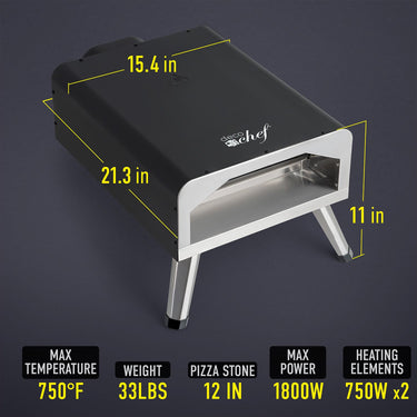 Deco Chef Electric Pizza Oven with 12" 2-in-1 Pizza Stone and Grill, 13" Double Wall Oven