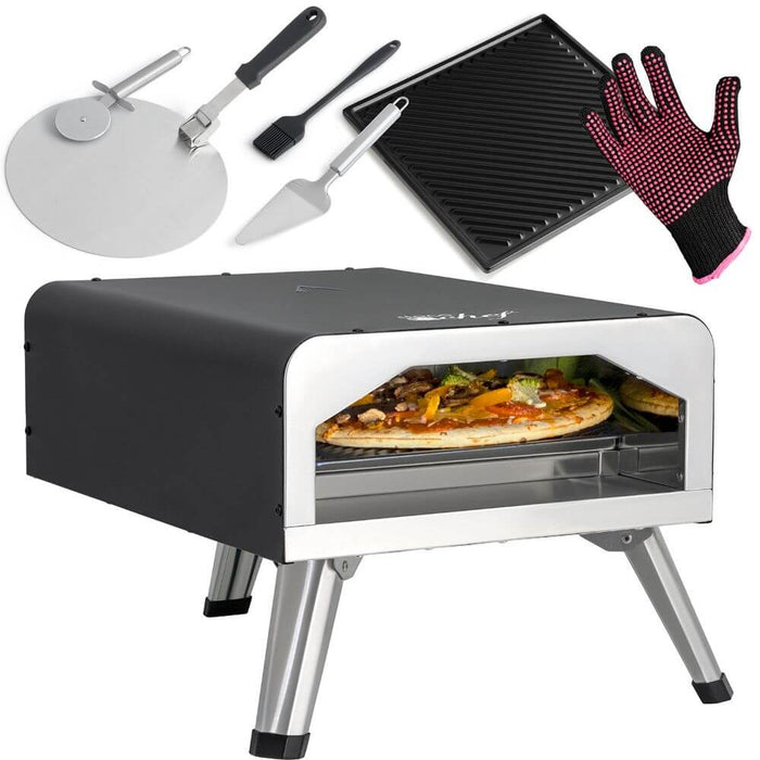 Deco Chef Electric Pizza Oven with 12" 2-in-1 Pizza Stone and Grill, 13" Double Wall Oven
