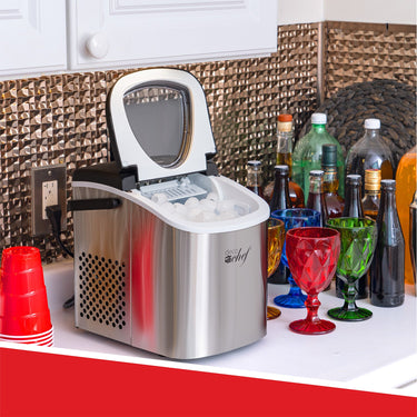 Deco Chef Compact Countertop Ice Maker 26LBs in 24HRs, 9 Ice Cubes in 6 Minutes, Stainless
