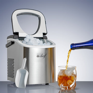 Deco Chef Compact Countertop Ice Maker 26LBs in 24HRs, 9 Ice Cubes in 6 Minutes, Stainless