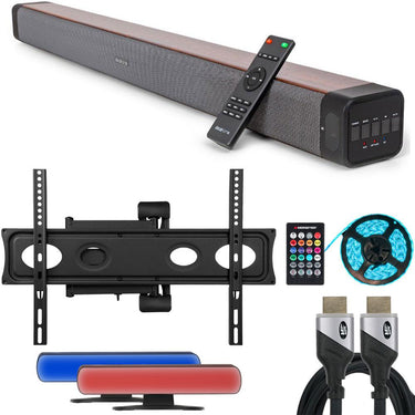 Deco Gear 60W 2.0 Channel Soundbar Bundle with Monster Full Motion Lighting Wall Mount