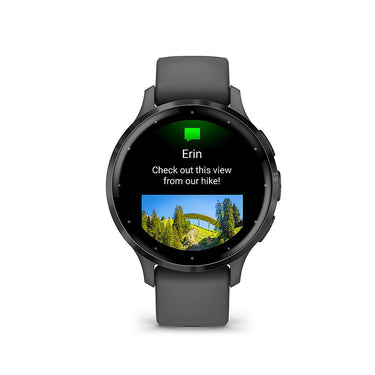 Garmin Venu 3S Fitness GPS Smartwatch Steel Bezel w/ Pebble Gray Case + Warranty Kit