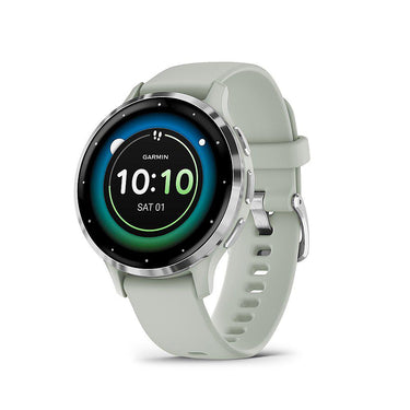 Garmin Venu 3S Fitness GPS Smartwatch Steel Bezel w/ Sage Gray Case + Warranty Kit