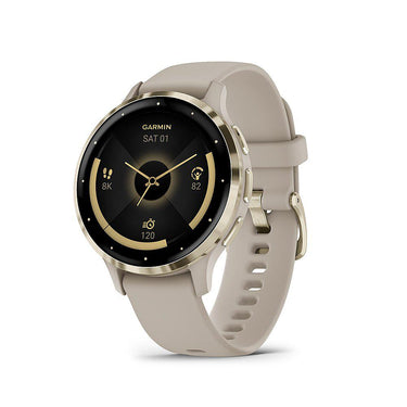 Garmin Venu 3S GPS Smartwatch Gold Steel Bezel w/French Gray Case + Accessories Kit