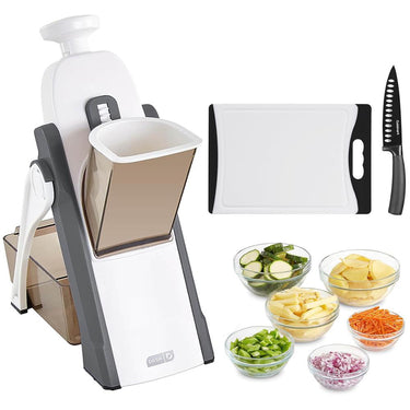 Dash Safe Slice Mandoline Slicer, Dicer w/ Thickness Adjuster + Chef's Knife Bundle