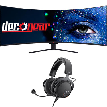 Deco Gear 49" Curved Ultrawide Monitor 5120x1440, 120Hz w/ MMX 150 Gaming Headset