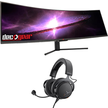Deco Gear 49" Curved Ultrawide LED 3840x1080 144Hz Gaming Monitor w/MMX 150 Gaming Headset
