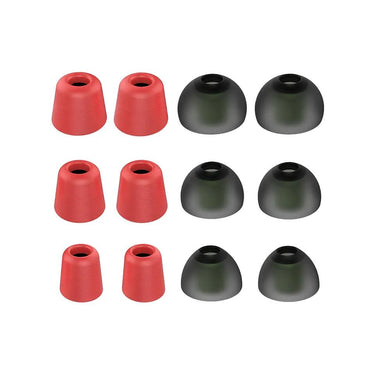 Deco Essentials 6 Pairs of In-Ear Earbud Tips (3 Memory Foam, 3 Silicone) (S/M/L Sizes)