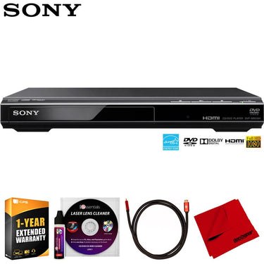 Sony DVPSR510H DVD Player Ultra Slim 1080p Upscaling w/ Accessories + Warranty Bundle