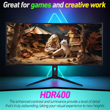Deco Gear  40" Curved Ultrawide IPS Monitor, 5120x2160 Dual QHD, 21:9, HDR400, Refurbished