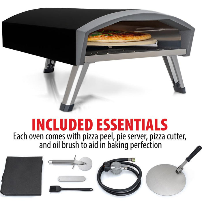Deco Chef Outdoor Gas Pizza Oven, Portable Design Baking Stone Black Refurbished