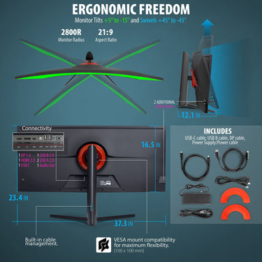 Deco Gear  40" Curved Ultrawide Nano IPS Monitor, 5120x2160 5K2K, 21:9, HDR10, 2-Pack