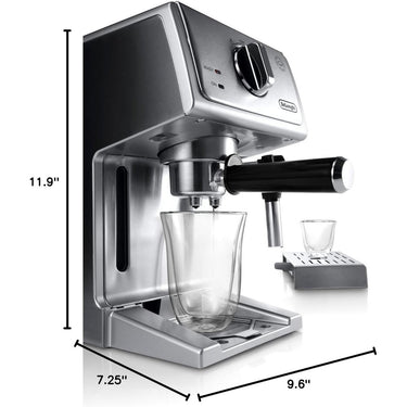 Delonghi Bar Pump Espresso and Cappuccino Machine, 15", Stainless Steel, Refurbished