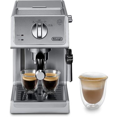 Delonghi Bar Pump Espresso and Cappuccino Machine, 15", Stainless Steel, Refurbished