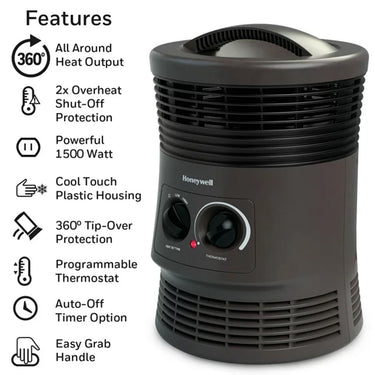 Honeywell 360 Surround Fan Forced Heater, Black, HHF360V, Refurbished