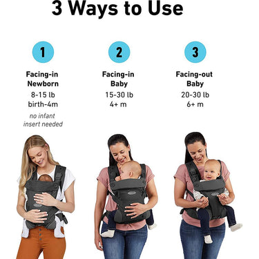 Graco Cradle Me Lite 3-in-1 Baby Carrier, Charcoal Gray - Open Box