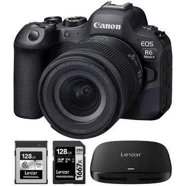 Canon R6 Mark II Camera w/ 24-105mm STM Lens +128GB CFexpress Card +128GB Card +Reader